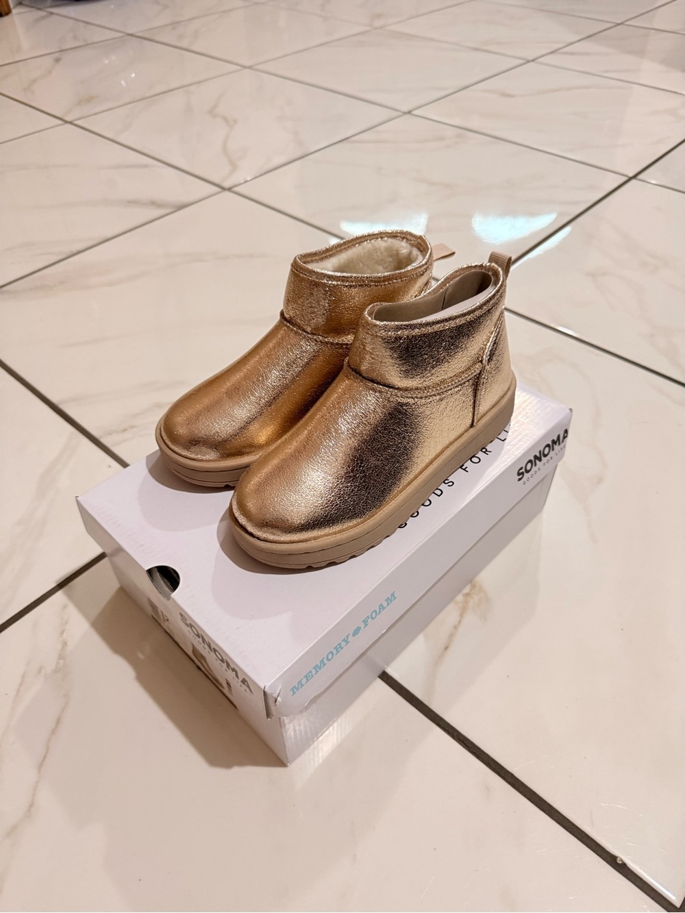 Sonoma Kids Metallic Rose Gold Cozy Ankle Boots